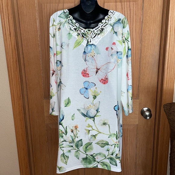 Ameri Mode rhinestone butterfly long sleeve dress size L/XL - Picture 3 of 7